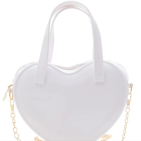 NEW WHITE JELLY HEART CROSSOVER BAG - Picture 1 of 7